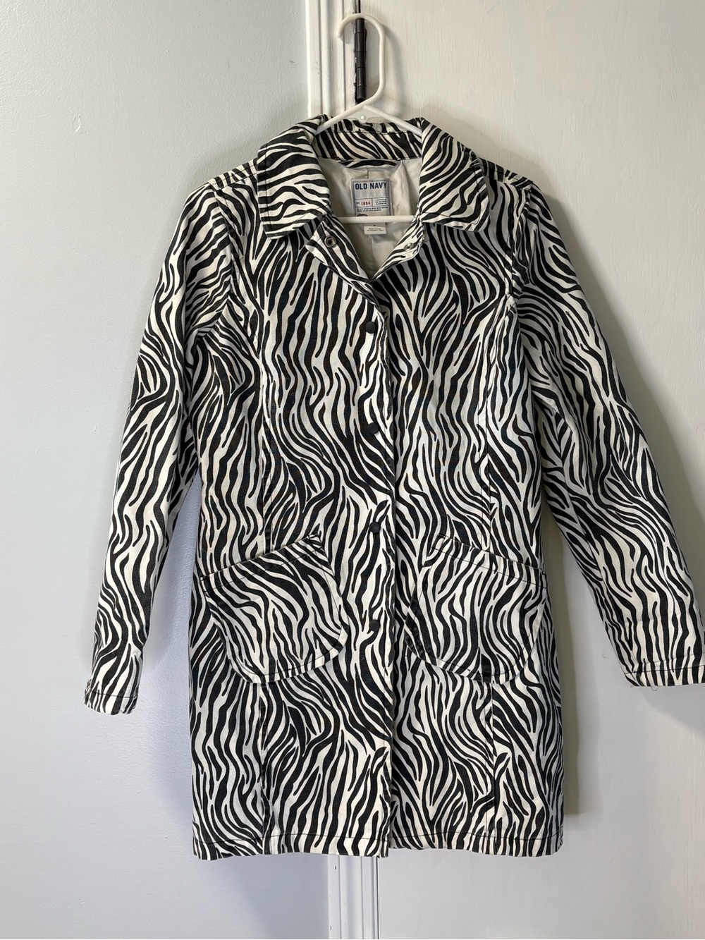 Old Navy Black and White Zebra-Print Jacket